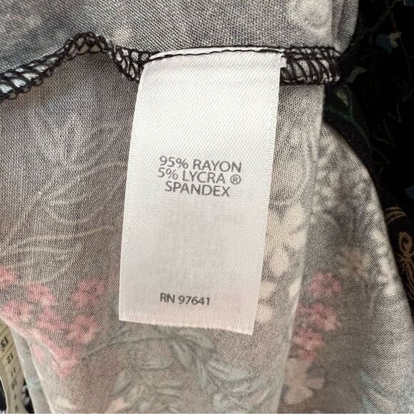 J. Jill Wearever Collection Floral Cowl Neck‎ Jersey Knit Tunic Top Black Medium - Picture 4 of 5